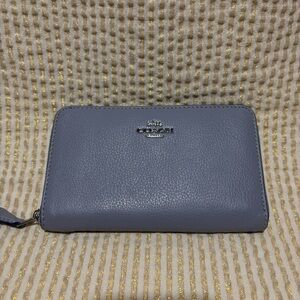 Coach Light Blue Zip-Around Wallet